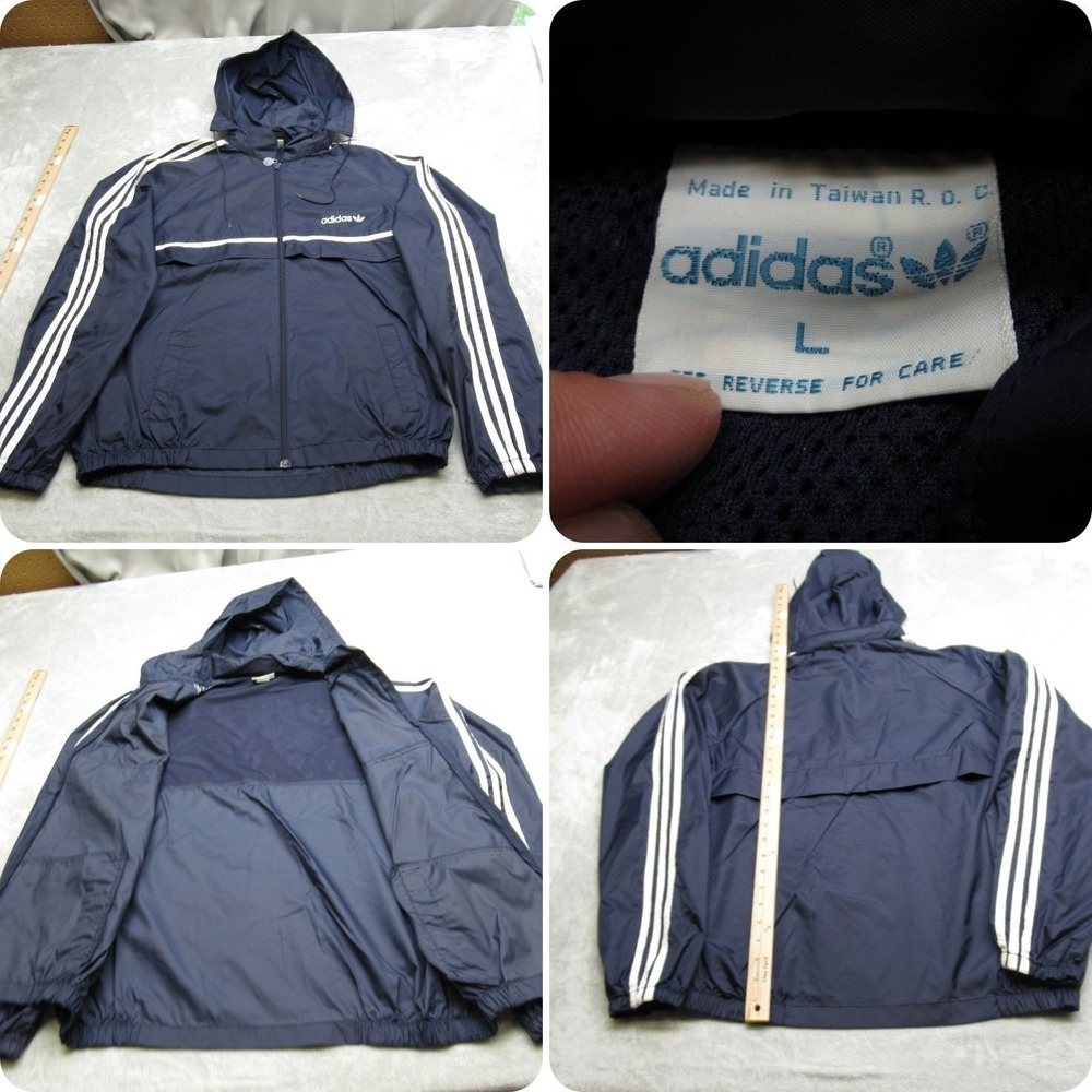 Adidas Jacket Men Large Blue Light Pack Full /zip Classic Windbreaker VTG 90s